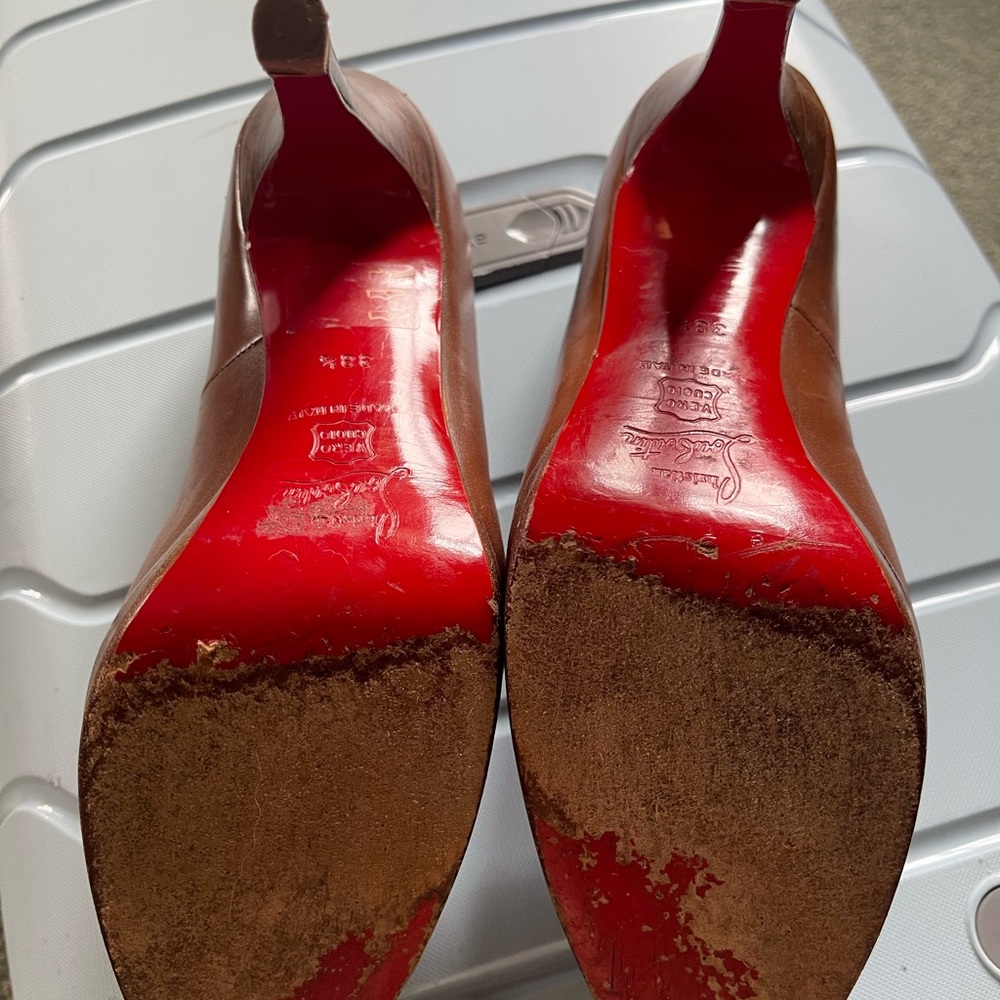 Christian Louboutin brown leather heels